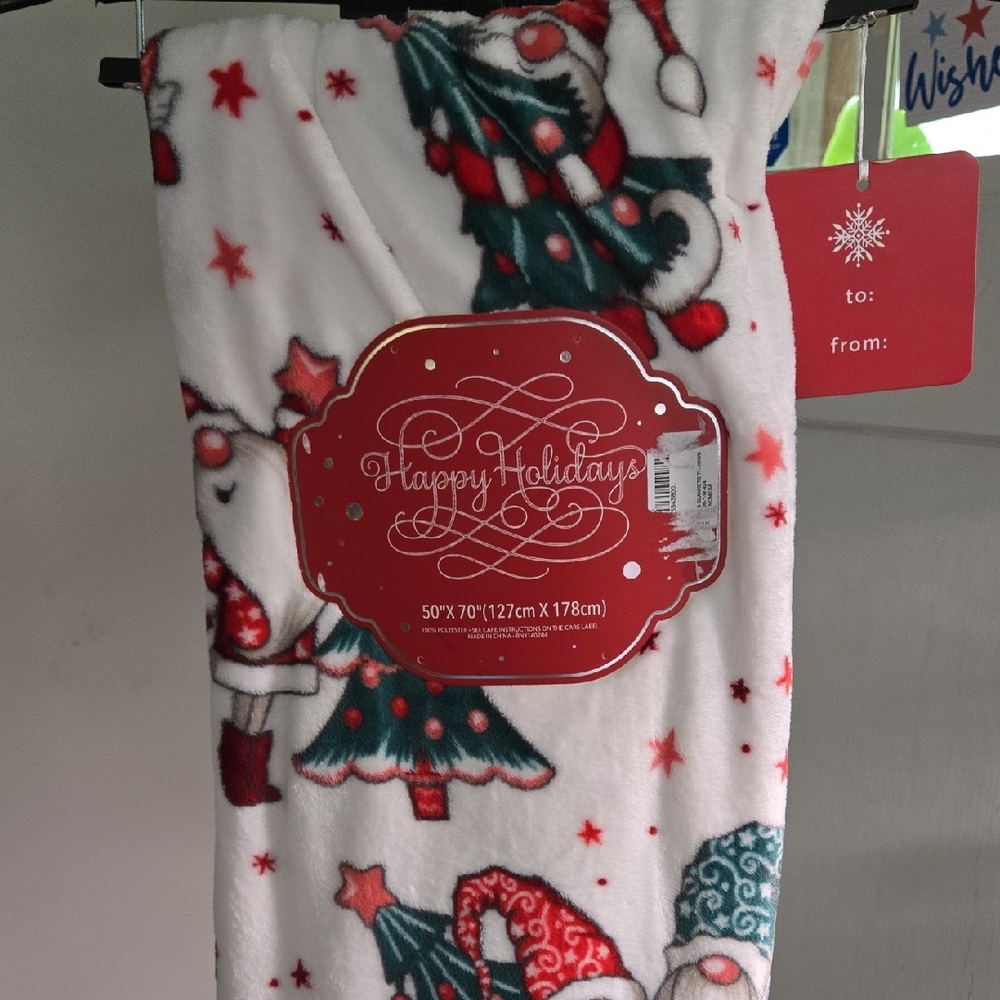 Holiday Throw With Gnomes